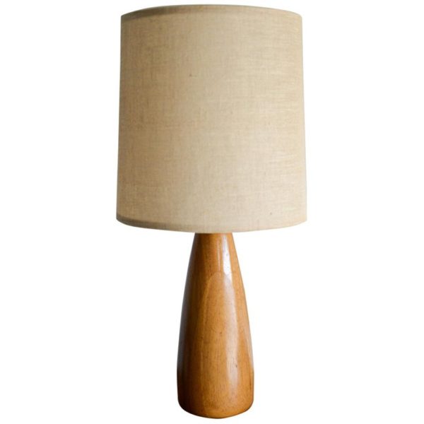 Turned Teak Table Lamp, circa 1970