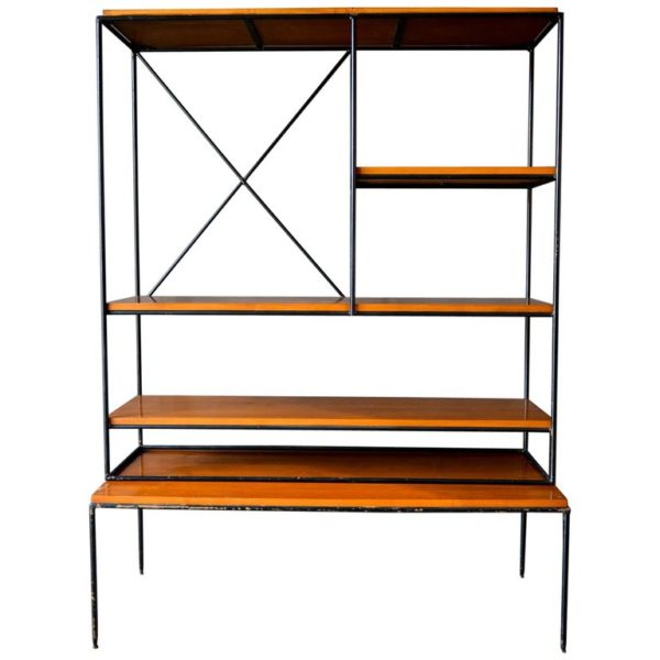 Paul McCobb Planner Group Iron and Maple Shelving Unit or Room Divider, ca. 1955