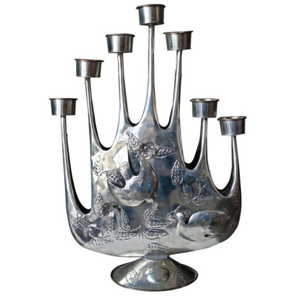 Brutalist Tin Candelabra by Artist Gene Byron, circa 1965