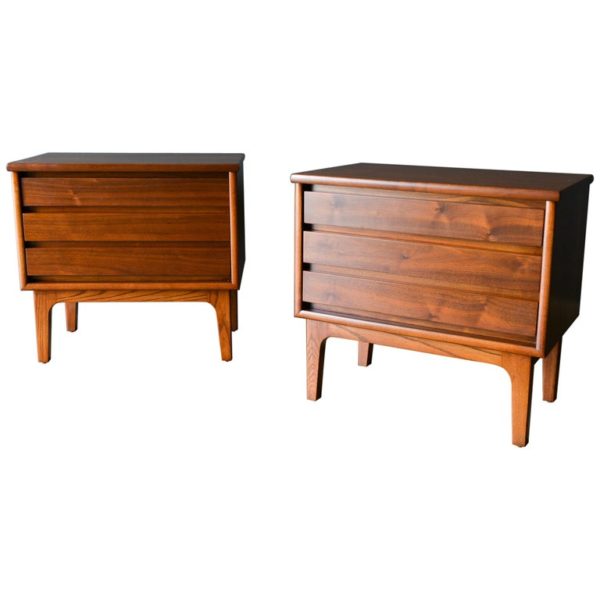 Pair of Walnut Nightstands or End Tables, circa 1960