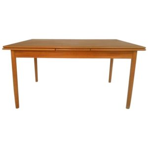 Danish Teak Draw-Leaf Dining Table Seats Up to 10, circa 1965