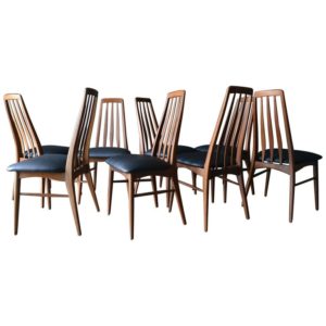 Set of 8 Walnut High Back 'Eva' Dining Chairs by Koefoed of Denmark, circa 1965