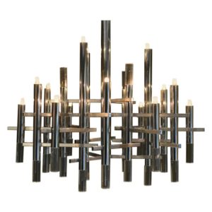 Gaetano Sciolari Chrome and Lucite Chandelier, circa 1970