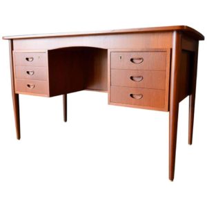 Danish Teak Writing Desk with Open Bookshelf, ca. 1960