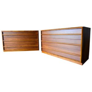 Pair of T.J Robsjohn-Gibbings for Widdicomb Walnut Dressers, circa 1955