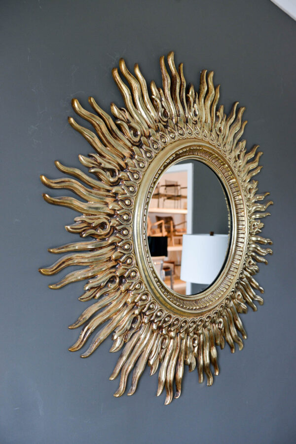 Large Vintage Sunburst Mirror, circa 1970 – The Modern Vault – Orange