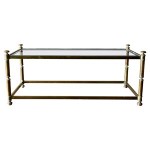 Hollywood Regency Brass and Beveled Glass Coffee Table, ca. 1970