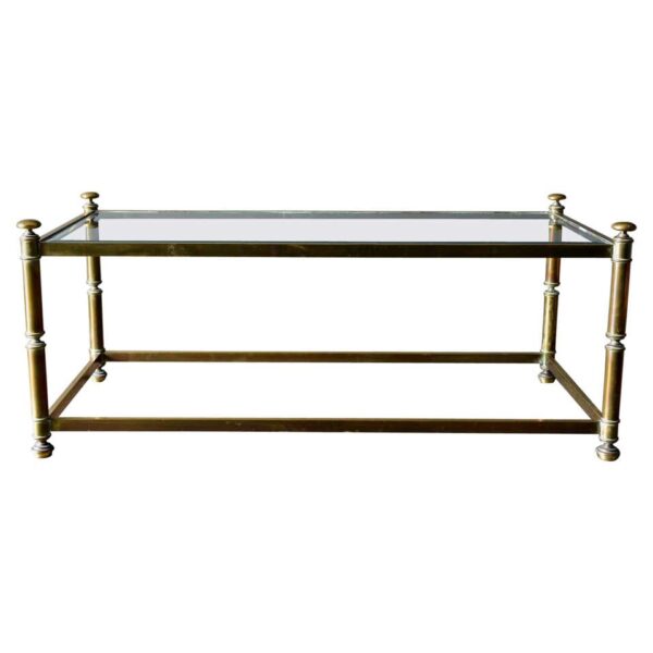 Hollywood Regency Brass and Beveled Glass Coffee Table, ca. 1970