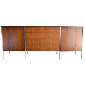 Milo Baughman for Directional Walnut, Cherry and Brass Credenza, ca. 1965