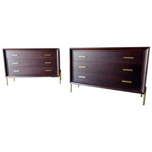 Pair of Ebonized Mahogany Brass Cabinets