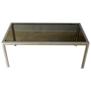 Chrome, Brass and Smoked Glass Coffee Table by Romeo Rega, circa 1970