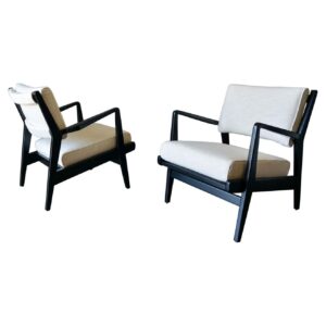 Pair of Ebonized Lounge Chairs by Jens Risom, ca. 1965