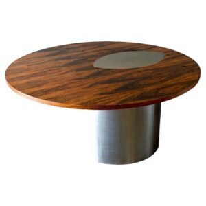 Canteliver Rosewood and Brushed Aluminum Dining Table in the style of Cini Boeri