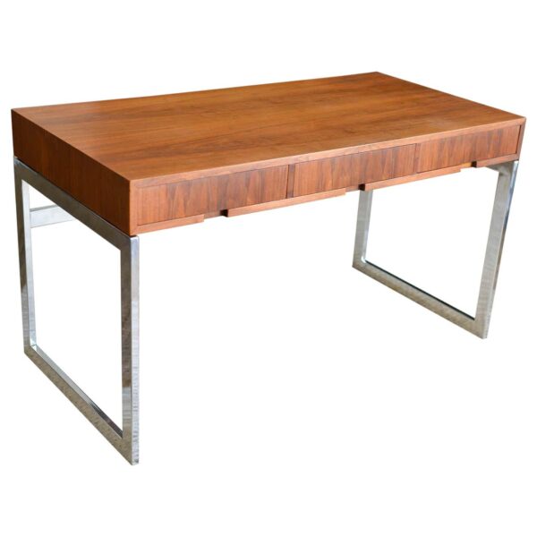 Walnut and Chrome Writing Desk by Milo Baughman, ca. 1970