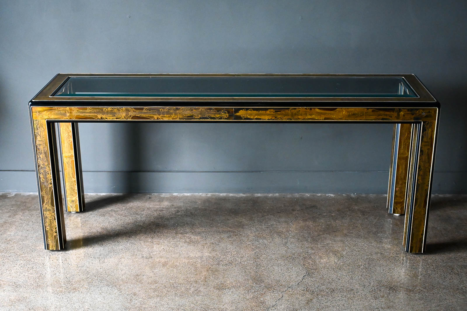 Mastercraft - Bernhard Rohne for Mastercraft Acid-Etched Brass Dining Table